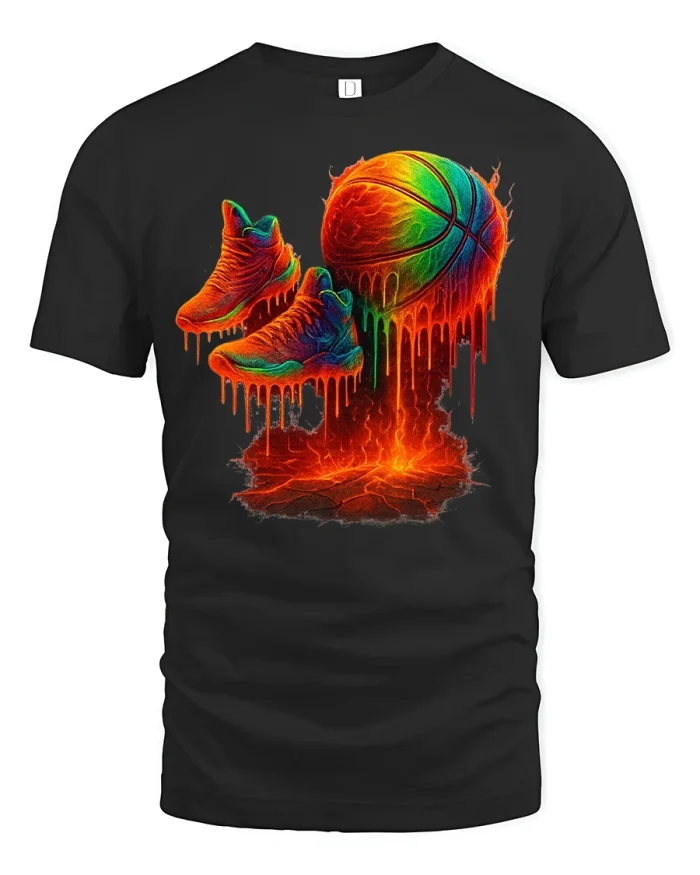 Lava Court Basketball Tee - black t-shirt on white background