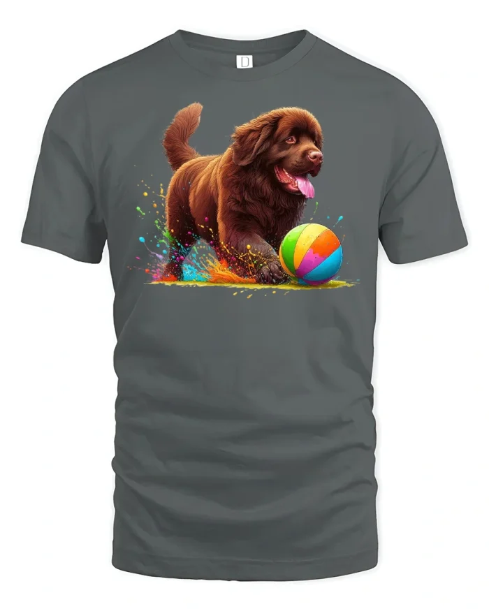 Playful Brown Dog Tee - gray t-shirt on white background