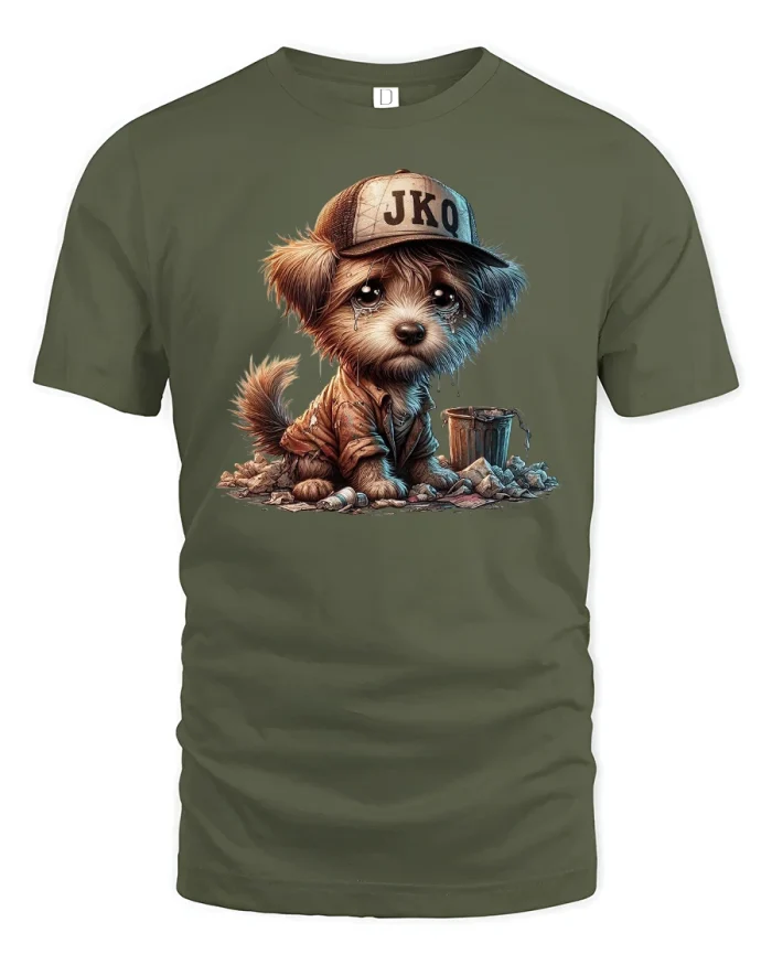 Sad Puppy Streetwear T-Shirt - military green t-shirt on white background