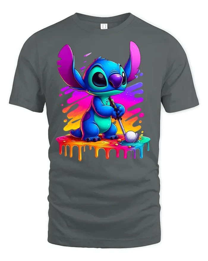 Funny Alien Golf Tee - gray t-shirt on white background