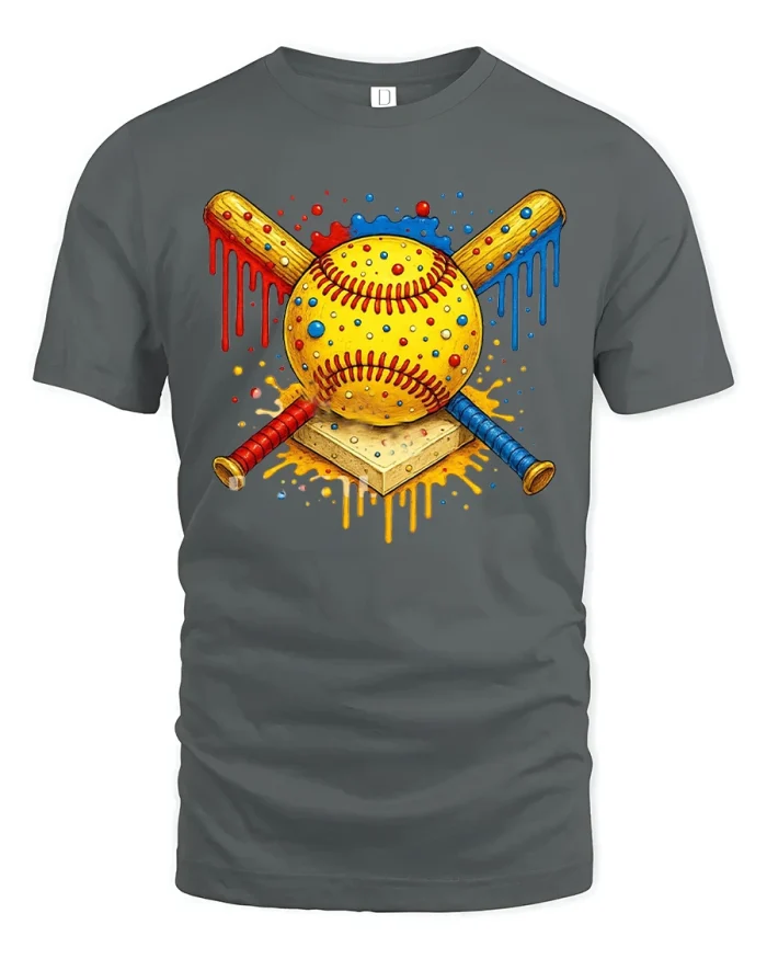 Vibrant Softball Home Plate T-Shirt - gray t-shirt on white background