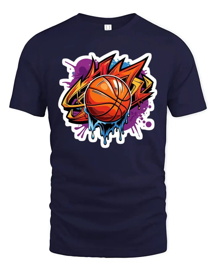 Street Art Basketball Tee - navy t-shirt on white background