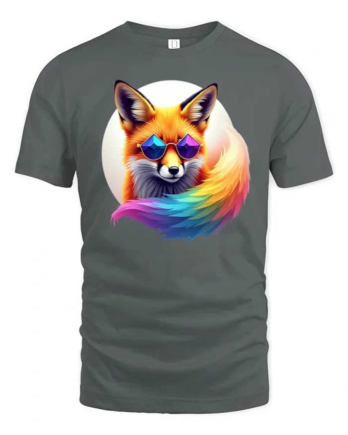 Cool Fox Sunglasses T-Shirt - gray t-shirt on white background