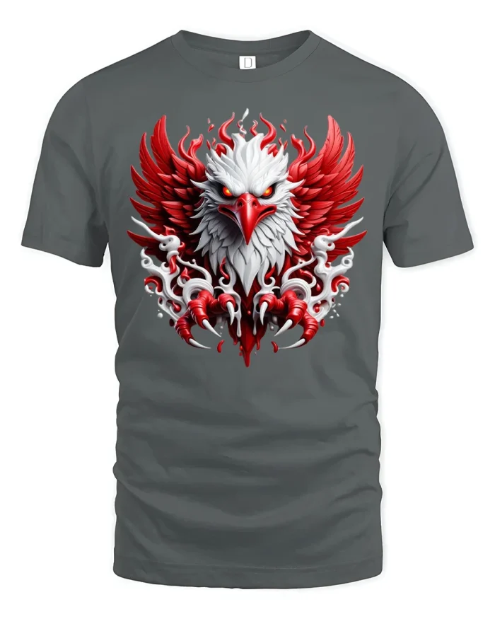 Inferno Eagle T-Shirt - gray t-shirt on white background