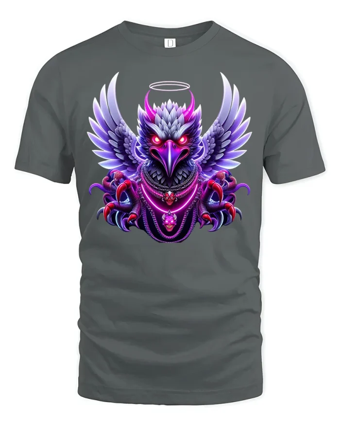 Neon Angel Eagle T-Shirt - gray t-shirt on white background
