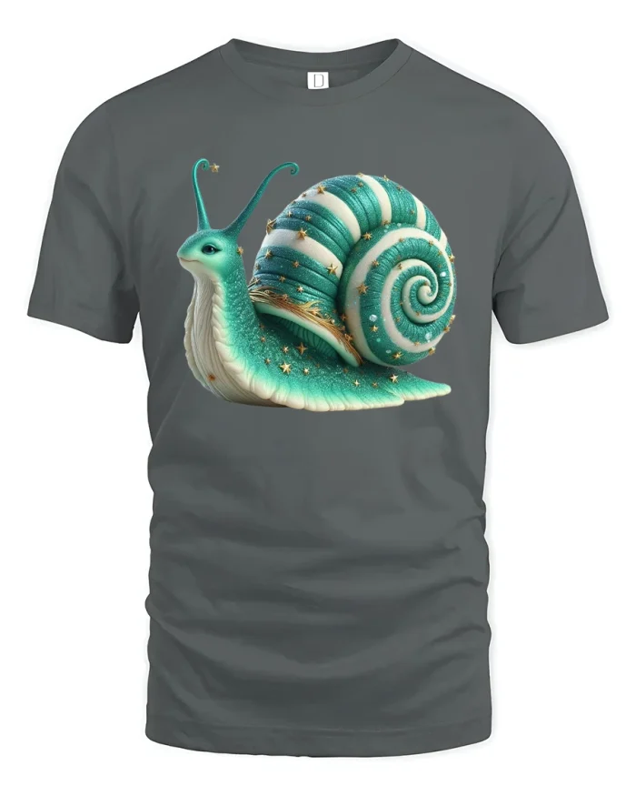 Celestial Snail T-Shirt - gray t-shirt on white background