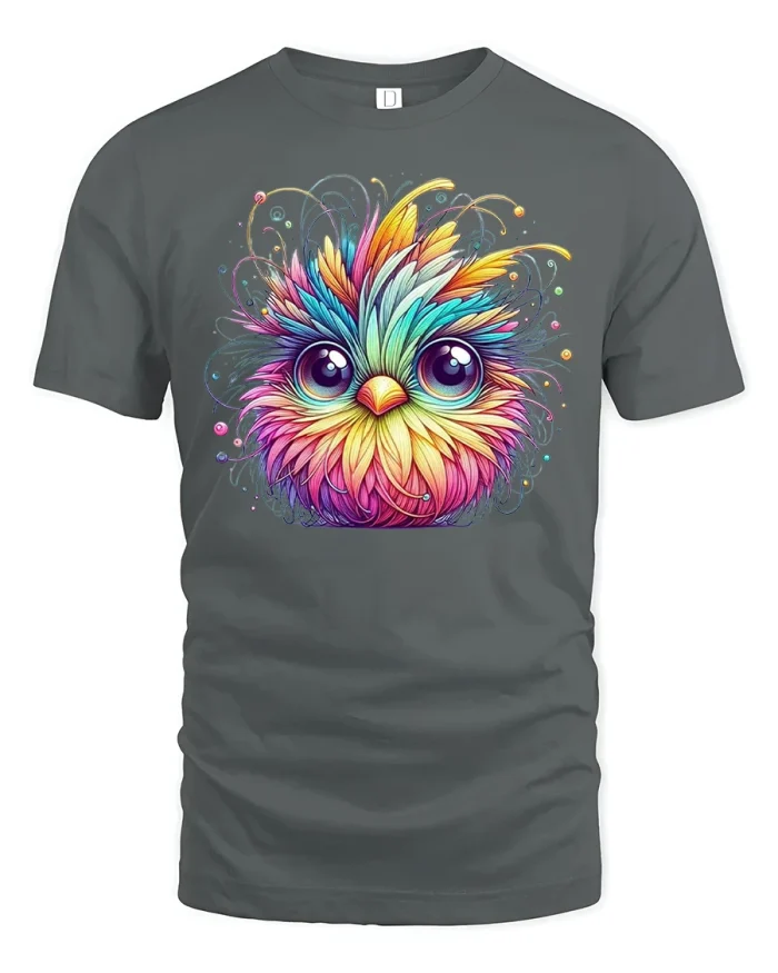 Colorful Fantasy Owl T-Shirt - gray t-shirt on white background