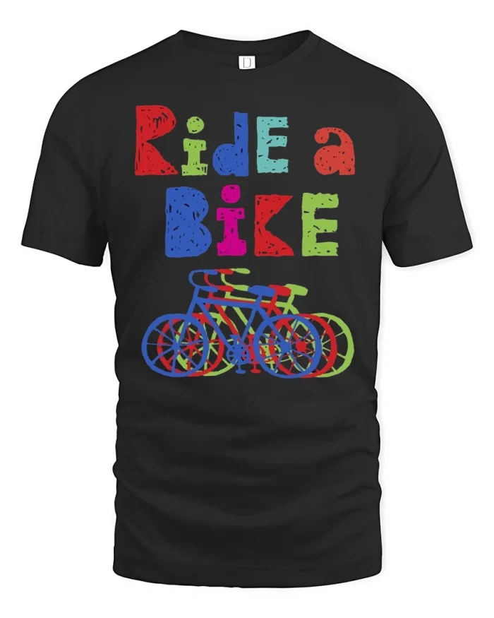 Ride A Bike Graphic T-Shirt - black t-shirt on white background