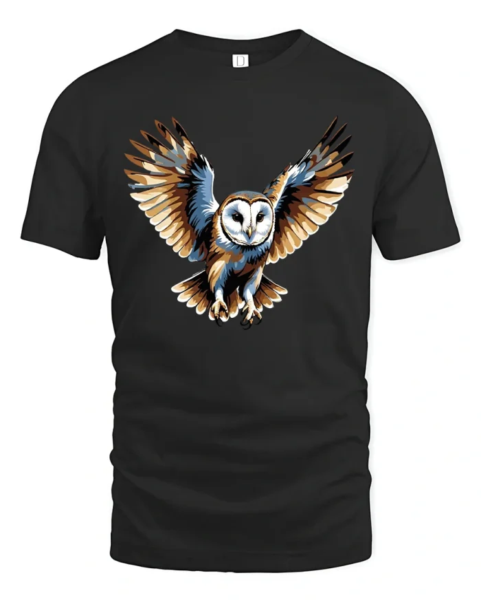 Majestic Flying Owl T-Shirt - black t-shirt on white background