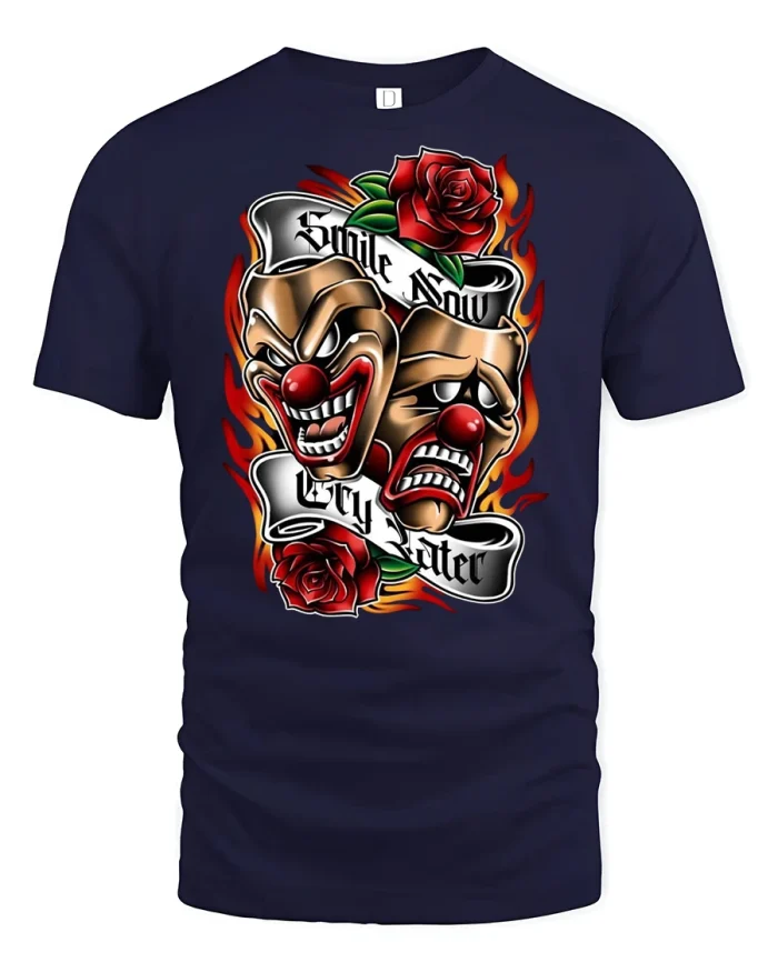 Smile Now Cry Later Tee - navy t-shirt on white background