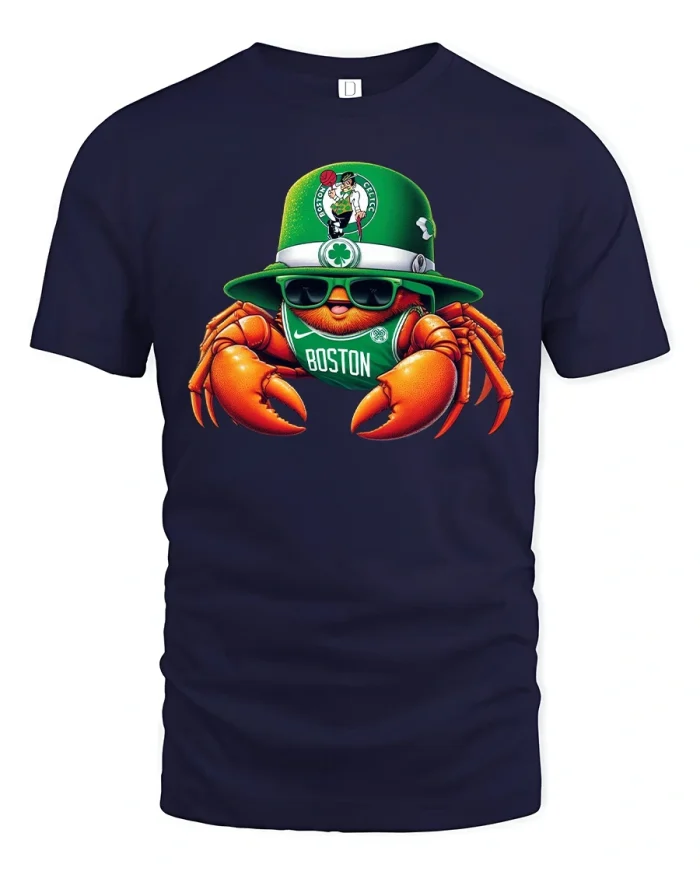 Funny Boston Crab Irish T-Shirt - navy t-shirt on white background