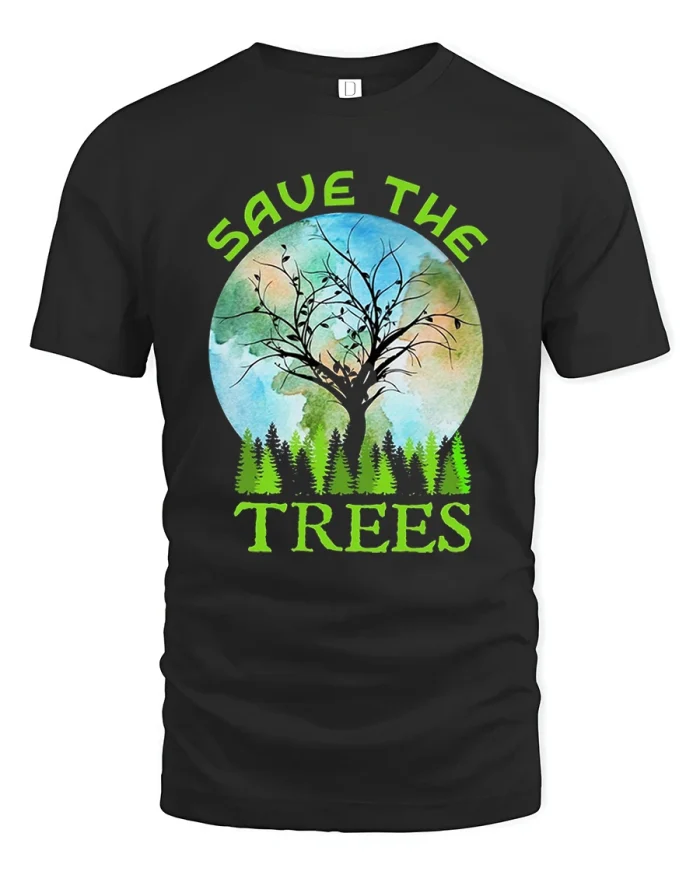 Save The Trees Eco Nature Lover Tee - black t-shirt on white background