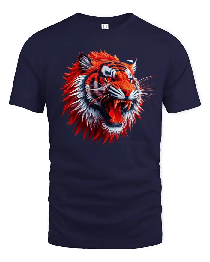 Fierce Tiger Head Graphic T-Shirt - navy t-shirt on white background