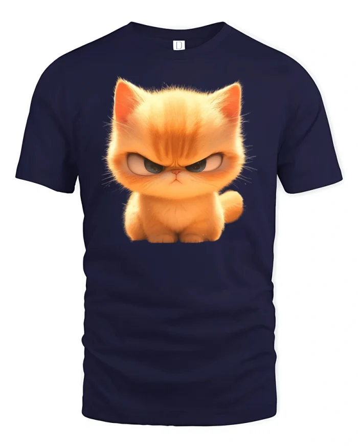 Angry Cat Graphic Tee - navy t-shirt on white background