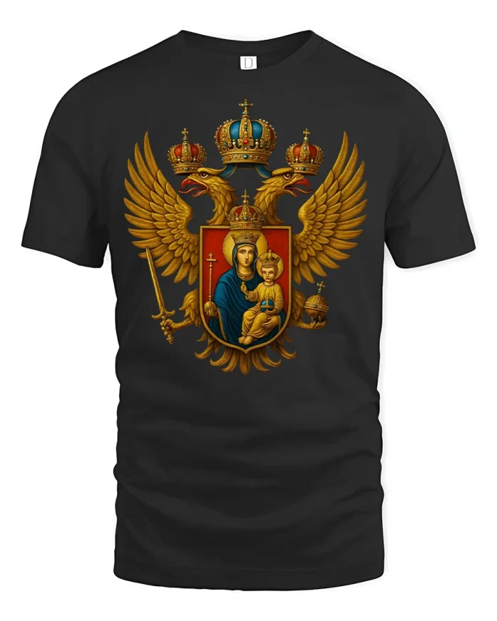 Regal Double Headed Eagle T-shirt - black t-shirt on white background