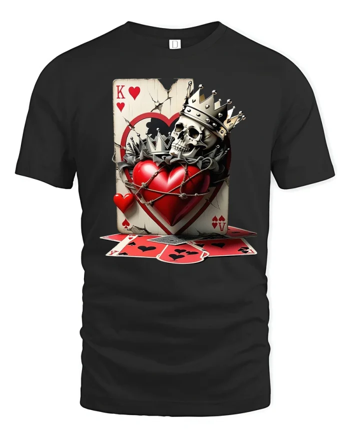 King of Hearts Skull Crown Tee - black t-shirt on white background