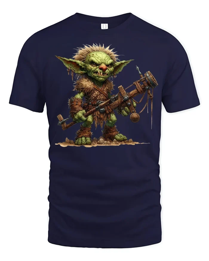 Savage Goblin Fighter Printed Tee - navy t-shirt on white background