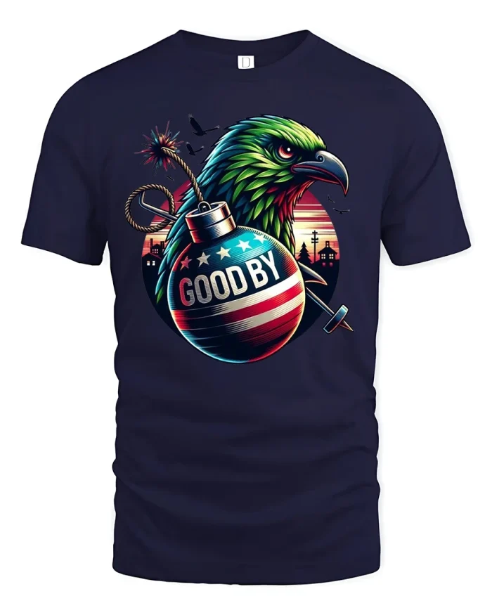 Bold Eagle Goodbye Tee - navy t-shirt on white background