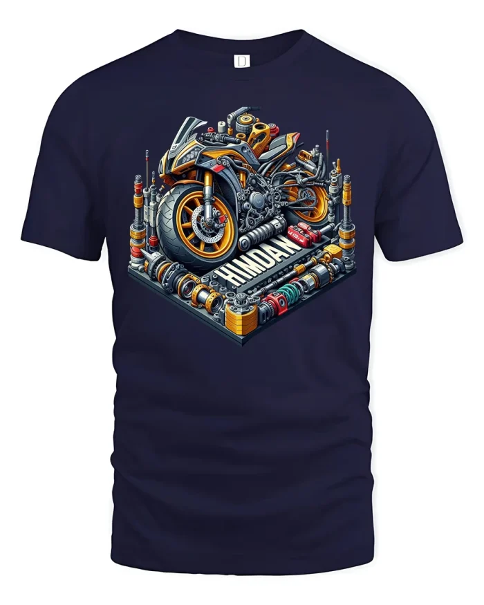 Speed Machine Motorcycle Rider Tee - navy t-shirt on white background