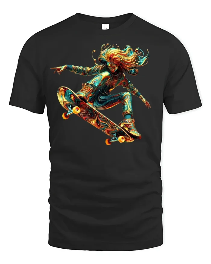 Color Splash Skateboard Rider Tee - black t-shirt on white background