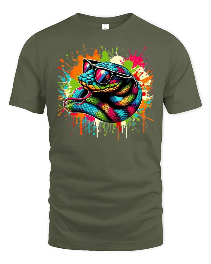 Cute Rainbow Monster T-Shirt - military green t-shirt on white background
