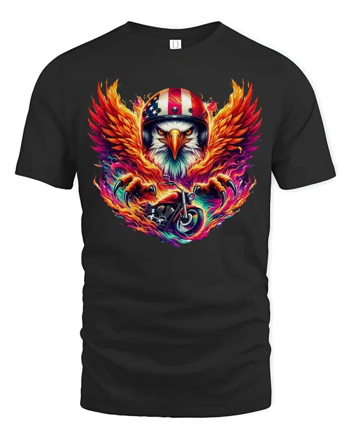 American Eagle Biker T-Shirt - black t-shirt on white background