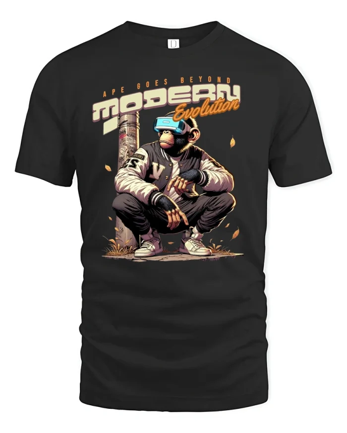 Modern Evolution Ape T-Shirt - black t-shirt on white background