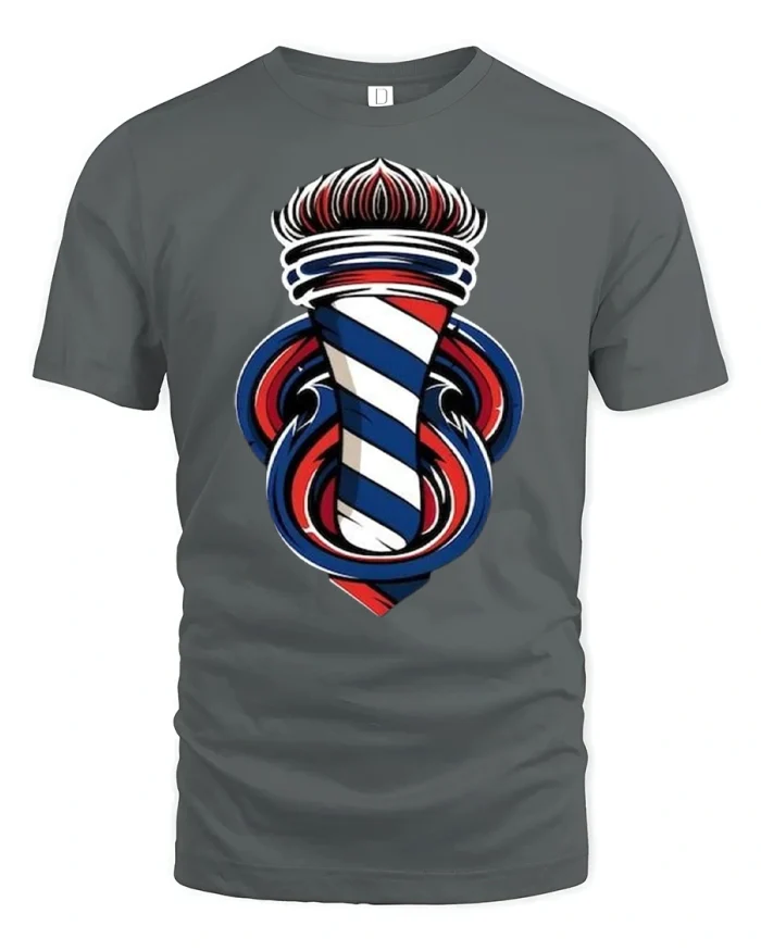 Classic Barber Pole Tee - gray t-shirt on white background