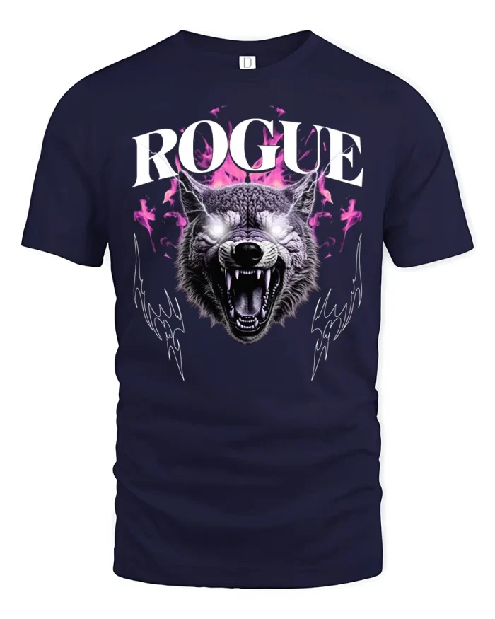Rogue Wolf Tee - navy t-shirt on white background