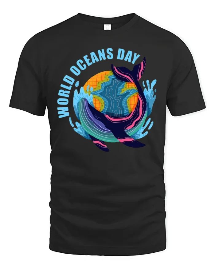 World Oceans Day T-Shirt - black t-shirt on white background