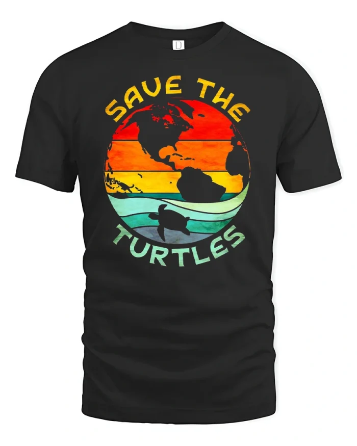 Save The Turtles T-Shirt - black t-shirt on white background