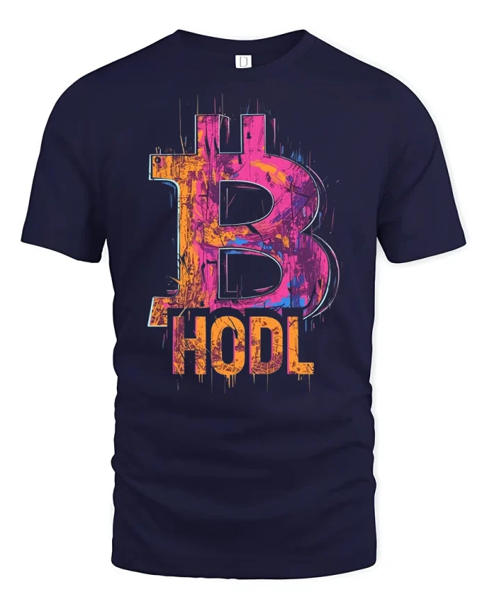 Bitcoin HODL Graphic Tee - navy t-shirt on white background