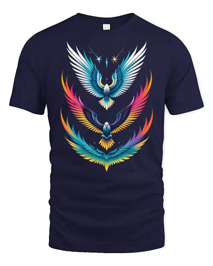 Phoenix Wings Graphic Tee - navy t-shirt on white background