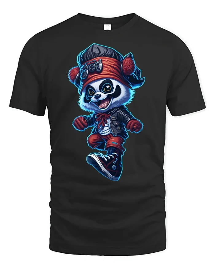 Streetwear Panda Graphic Tee - black t-shirt on white background