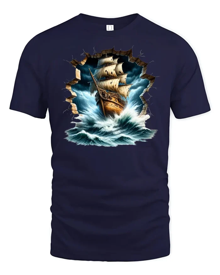Pirate Ship Adventure T-Shirt - navy t-shirt on white background