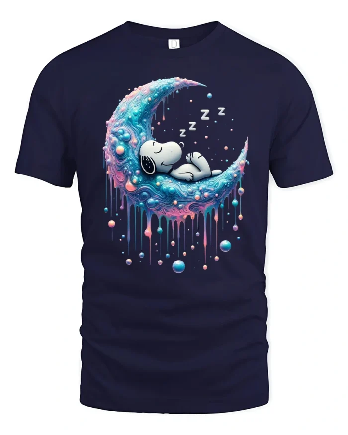 Relaxing Night Sleep Crescent Moon Tee - navy t-shirt on white background