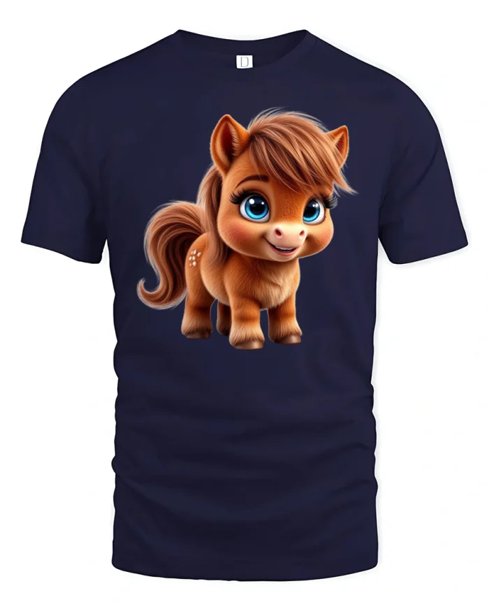 Cute Baby Pony T-Shirt for Horse Lovers Gift Idea - navy t-shirt on white background