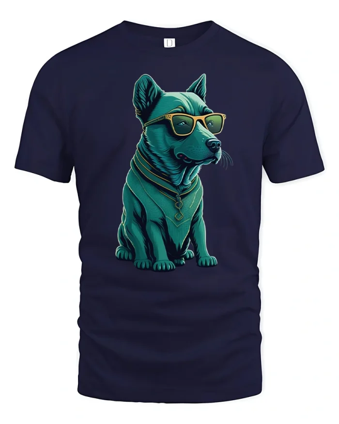 Cool Dog Sunglasses T-Shirt Funny Stylish Pet Lover Tee - navy t-shirt on white background