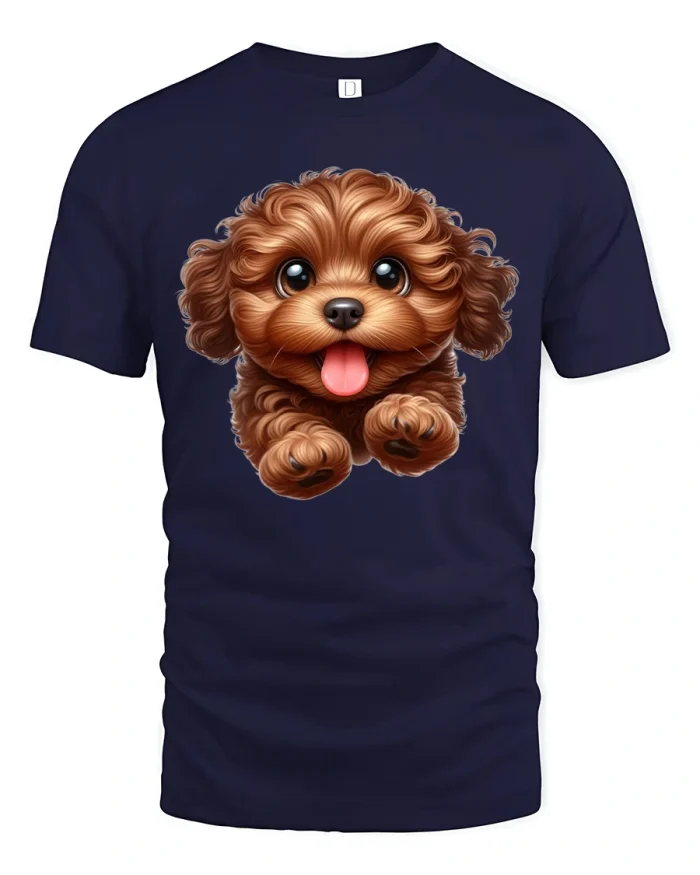 Adorable Puppy Face Cute Dog Lover Graphic T-Shirt - navy t-shirt on white background
