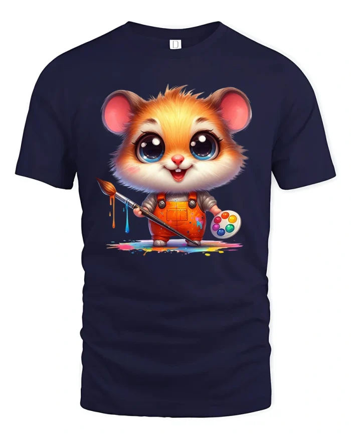 Colorful Parrot T-Shirt - Tropical Bird Art Graphic Tee - navy t-shirt on white background