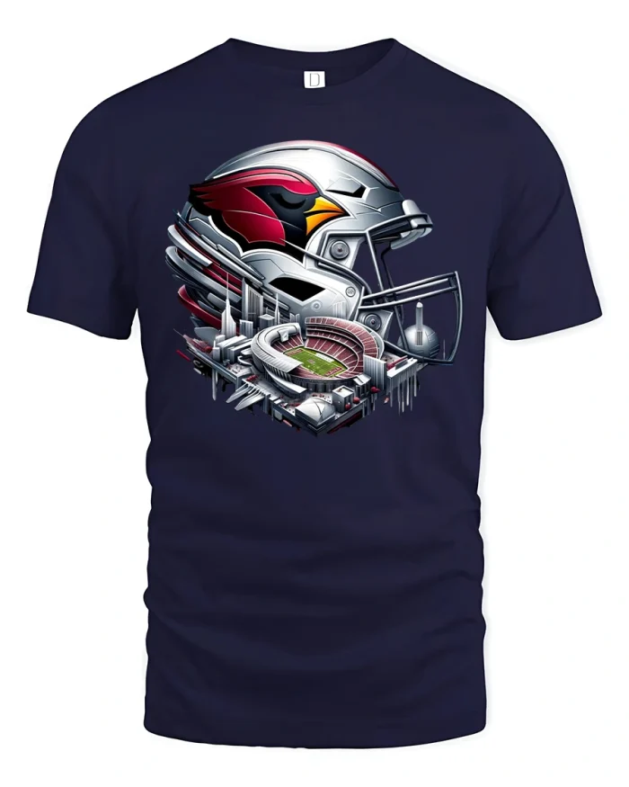 American Football Helmet Stadium Tee - navy t-shirt on white background
