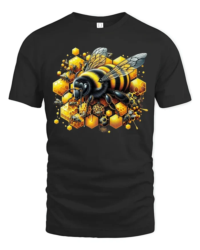 Honey Bee Warrior Hive Power T-Shirt - black t-shirt on white background