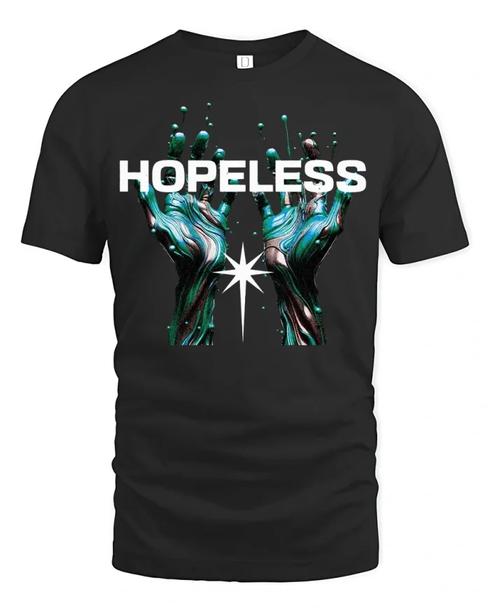 Hopeless Street Art Hands Graphic T-Shirt - black t-shirt on white background