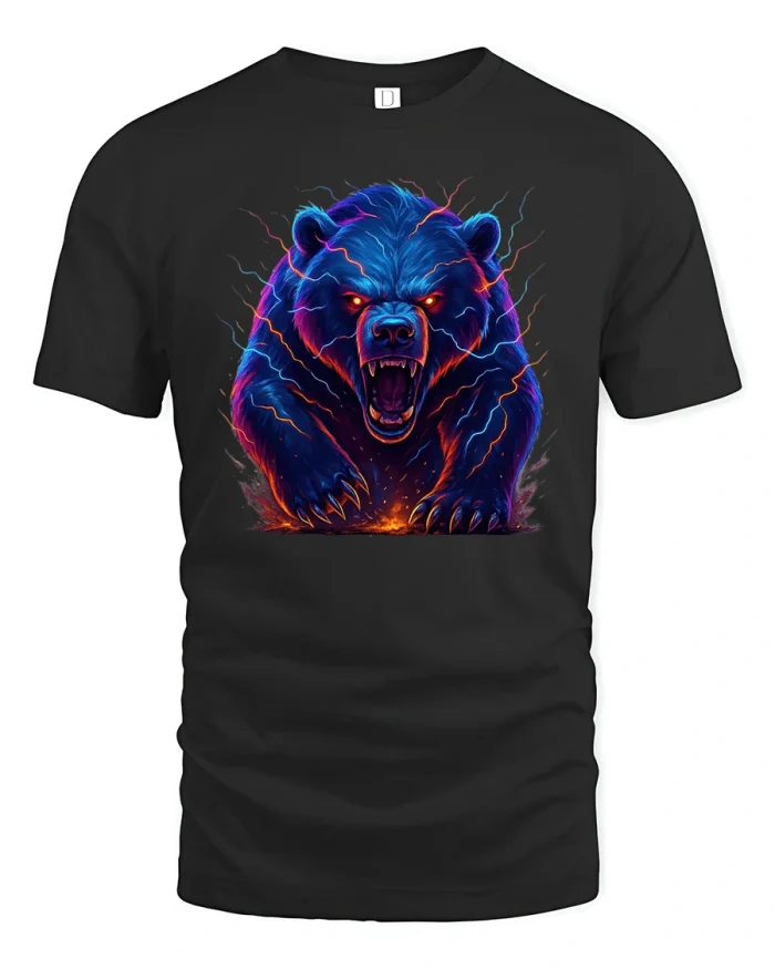 Electric Fury Bear T-Shirt - black t-shirt on white background