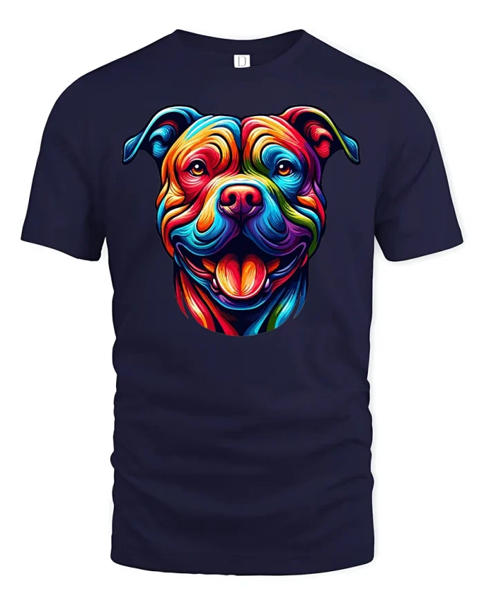 Color Splash Bright Artistic Dog T-Shirt - navy t-shirt on white background