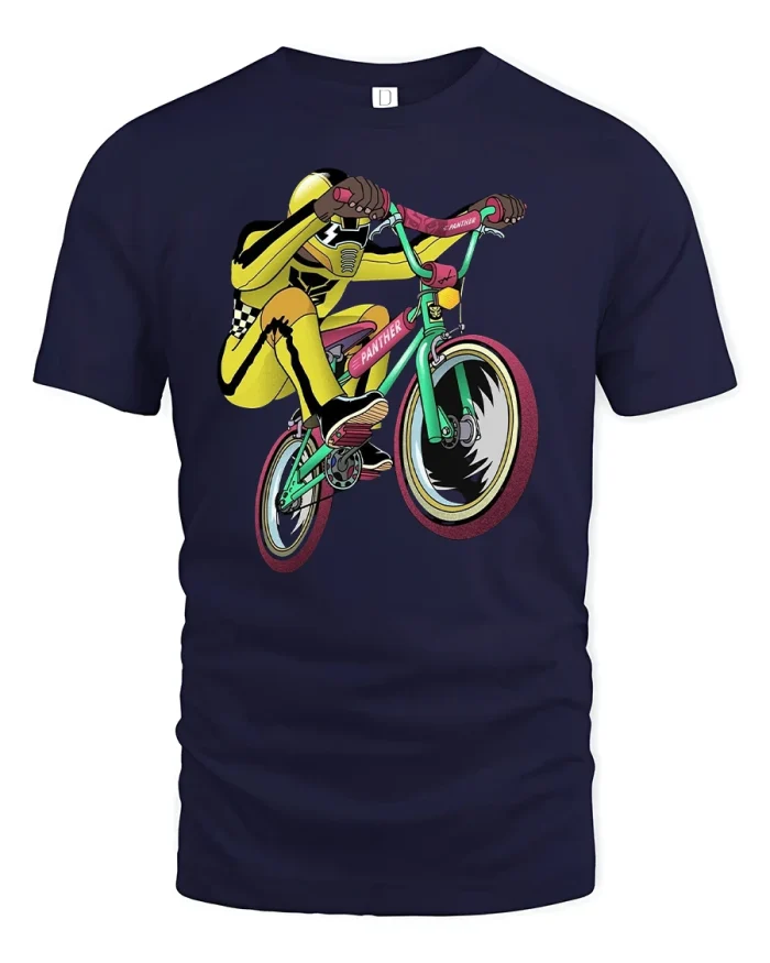 BMX Rider T-Shirt Cool Bike Jump Action Sports Tee - navy t-shirt on white background