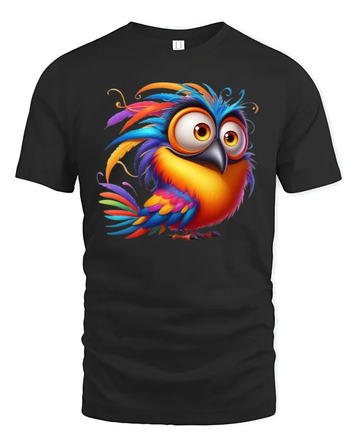 Colorful Owl T-Shirt Cute Rainbow Bird Graphic Tee - black t-shirt on white background