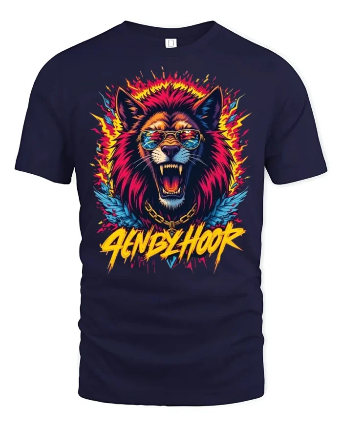 Royal Sun Crest Golden Horses Vintage Graphic T-Shirt - navy t-shirt on white background