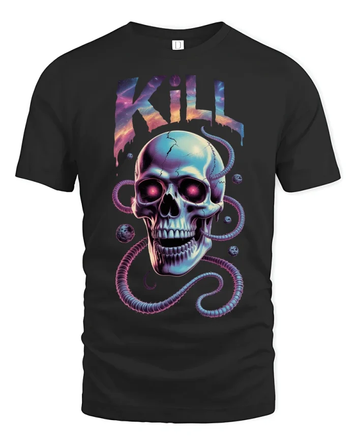 Neon Anchor Ocean Sailor Nautical Drip Art Graphic Tee - black t-shirt on white background