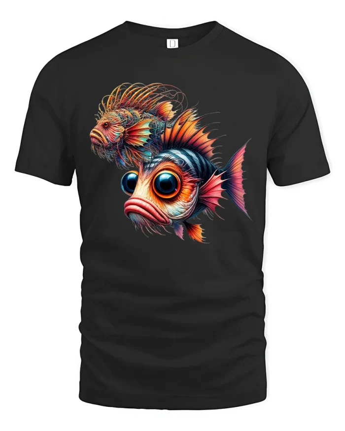 Colorful Dripping Mushroom Trippy Art Graphic T-Shirt - black t-shirt on white background